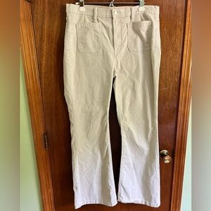 White High Rise Corduroy Flare Jeans. Size 16/33